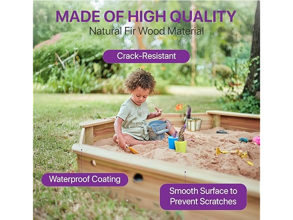 Plum Wooden Large Sandbox with Cover