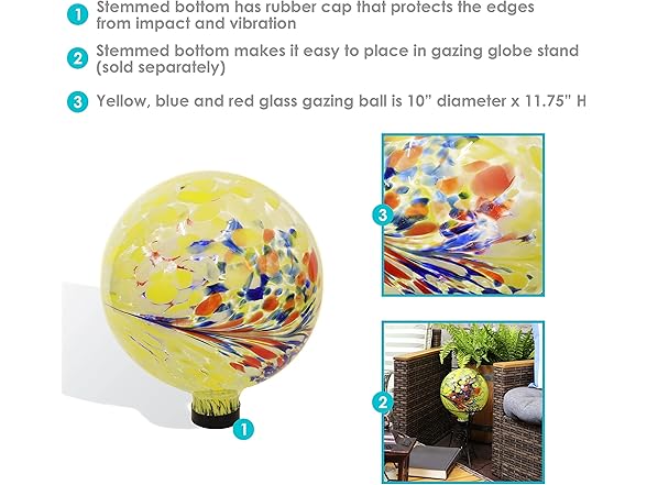 Sunnydaze 10-Inch Gazing Ball- Bright Summer Burst
