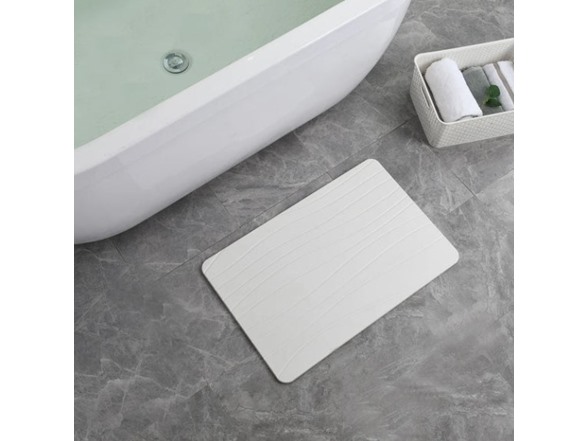 Off White Wave Stone Bath Mat, 24"x15"