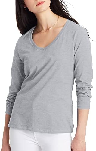 Hanes Womens V-Neck Long Sleeve Tee