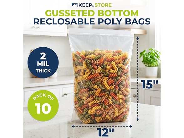 Gusseted Reclosable Bags Pack of 10