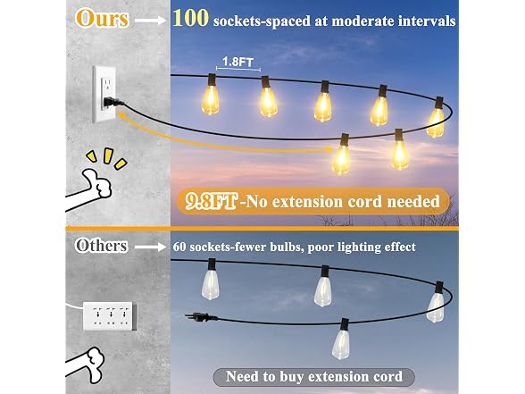 Brightever 200FT Outdoor String Lights