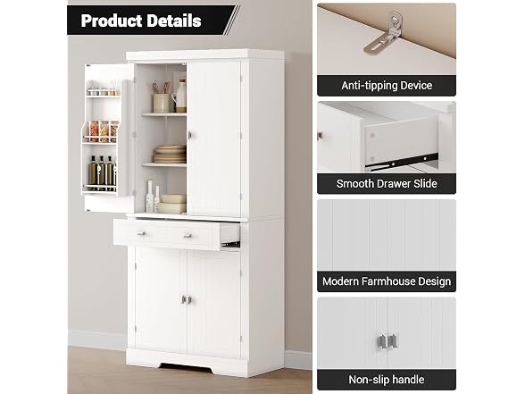 dainslef Kitchen Pantry Storage Cabinet,72 Inch