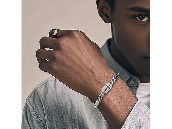 men's silver initial necklace bracelet