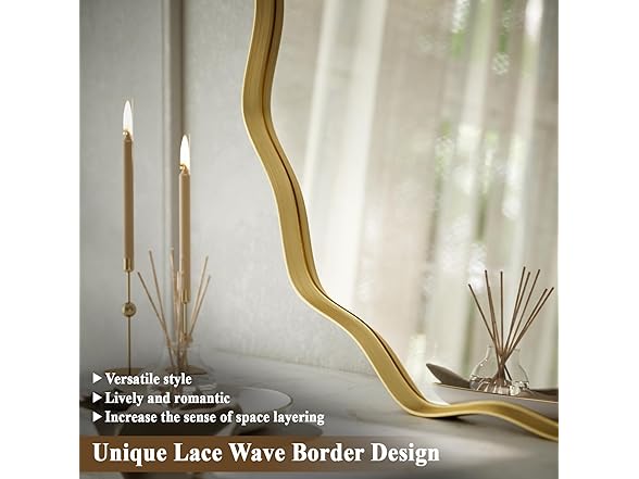 VooBang Gold Scalloped Circle Mirror, 24" Wavy Edge Round Wa (Open Box)