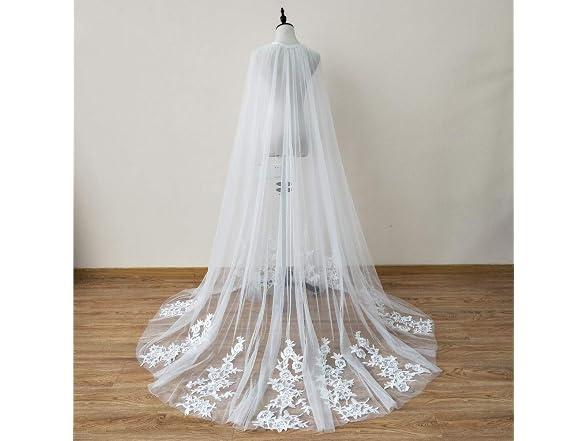 EllieWely Women EllieHouse Long Tulle Bridal Cape