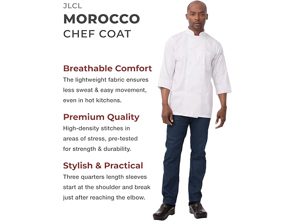 Chef Works Men's Morocco Chef Coat (L)