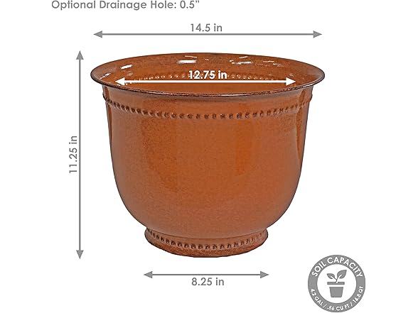 Sunnydaze Michael 14.5" Metal Outdoor Plant Pot Set