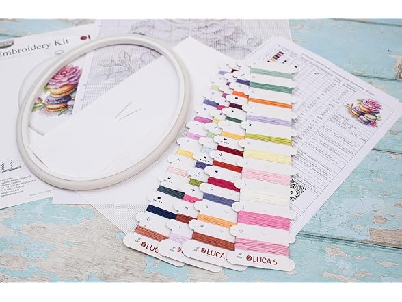 Luca-S Cross Stitch Kit with Hoop Macarons - Gallery 4