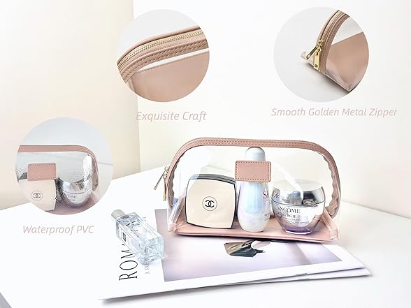 clear makeup bag(Pink, Large)