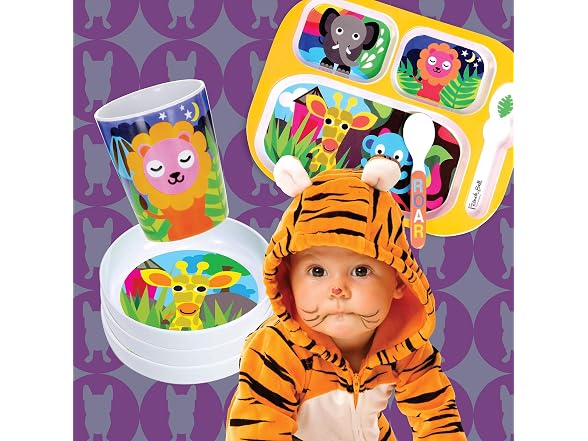 French Bull Toddler Feeding Melamine Tableware Jungle