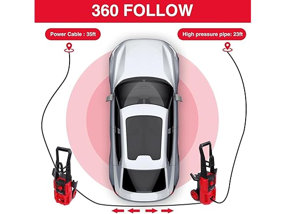 Electric Pressure Washer, 1850 PSI Max,1.0 GPM, 5" Wheels, 18M Cord