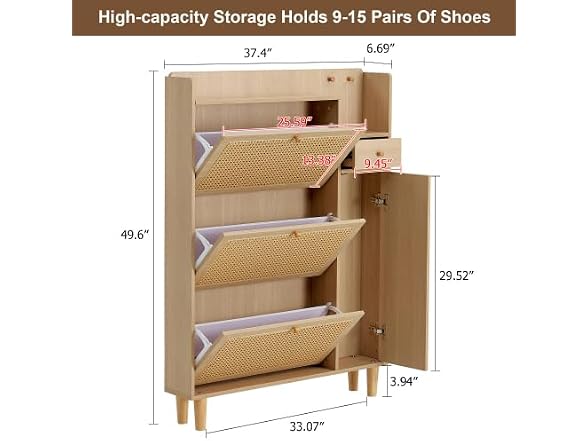 GIA 4-Door Rattan Storage Cabinet
