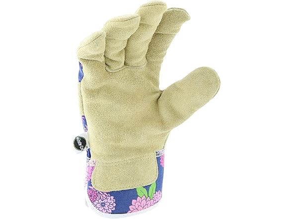 Miracle-Gro Split Cowhide Garden Gloves – Floral - Gallery 6