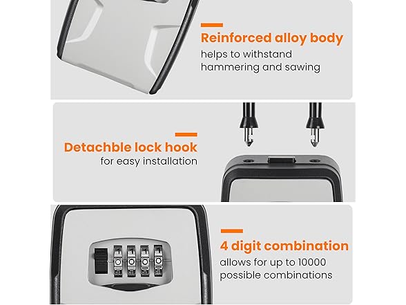 Fayleeko Portable Key Lock Box, Lock Box Wall Mo