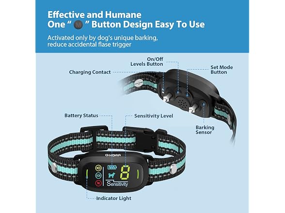 GHORA Bark Collar, Dog Bark Collar w/Smart Triggering