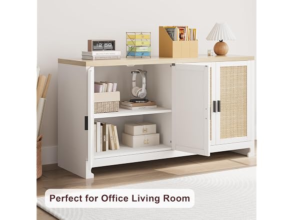 IDEALHOUSE 61" Rattan Cabinet, 4 Doors - Gallery 5