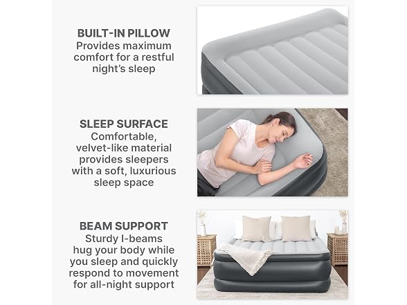 SLEEPLUX Air Mattress - Built-in Pump, Pillow & USB Charger, Queen