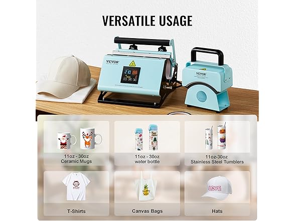 VEVOR 2 in 1 Tumbler and Hat Heat Press Machine