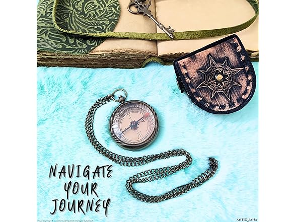 ANTIQUANA Brass Compass in Case