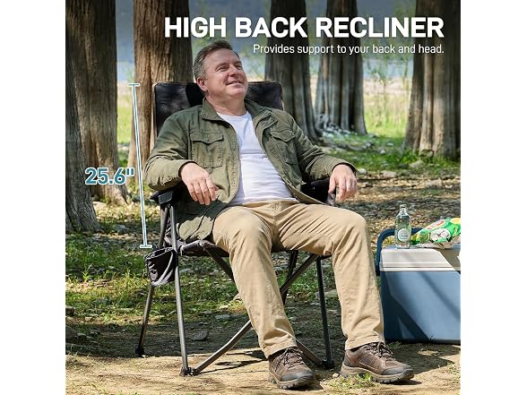 EVER ADVANCED Black Reclining Camping Chair
