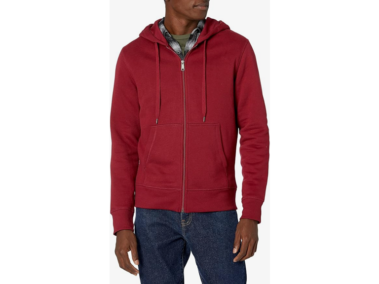 Amazon Essentials Men's Full-Zip Fleece Hoodie (Available in Big & Tall), Red, Medium
