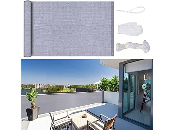 AofeiGa 3.5'x16.5' Balcony Privacy Screen Gray