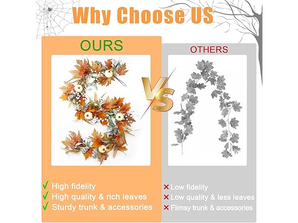 TISEMENT 6FT Fall Pumpkin Garland