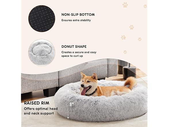 NEWBULIG 30.7x30.7 Inch Donut Dog Bed