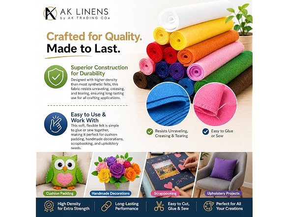 AK Trading CO. 72-Inch Wide 1/16” Thick Acrylic Felt