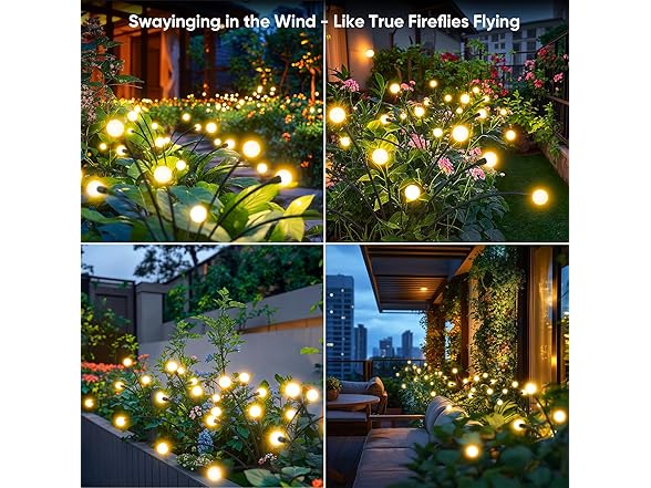 2 Pack 16 LED Solar Firefly Lights