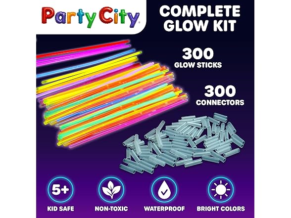 Party City 300 Neon Glow Sticks (Bulk)