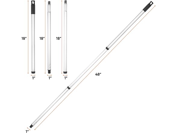 Superio Heavy Duty Metal Mop Handle 48in 2 Pack