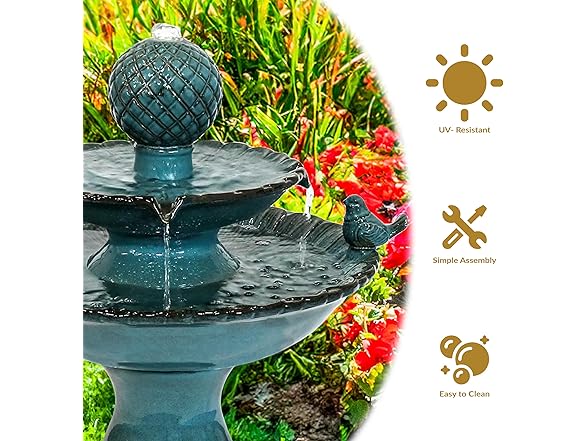 Sunnydaze 27" H 2-Tier Ceramic Water Fountain