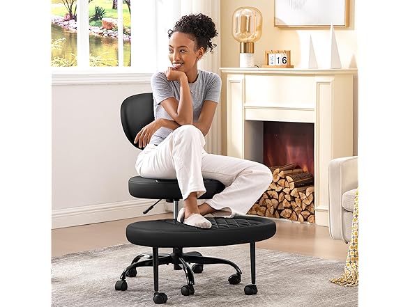 Ergonomic Cross Legged Office Chair with Wheels