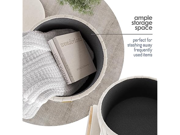 STORAGEBUD Round Ottoman with Storage