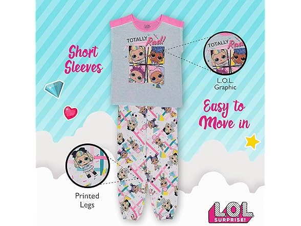 Girls 3-Piece Loose-fit Pajama Set