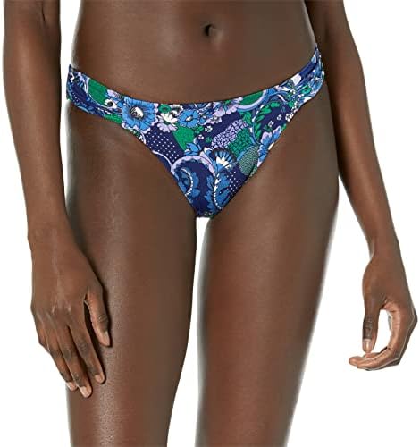 Amazon Essentials Women's Side Tab Bikini Swimsuit Bottom, Deep Blue Paisley, XX-Large