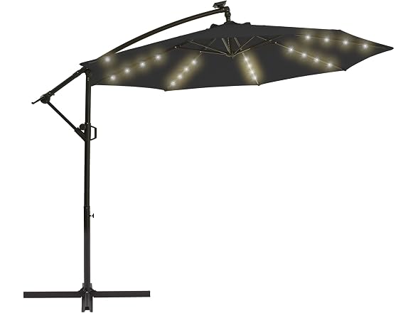 wikiwiki 10ft Solar LED Offset Cantilever Patio Umbrella