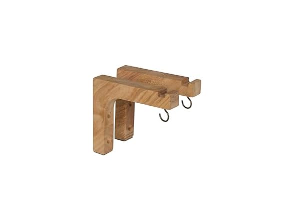 Acacia Wood Hanging Brackets with Dual Hooks, 2-Pack