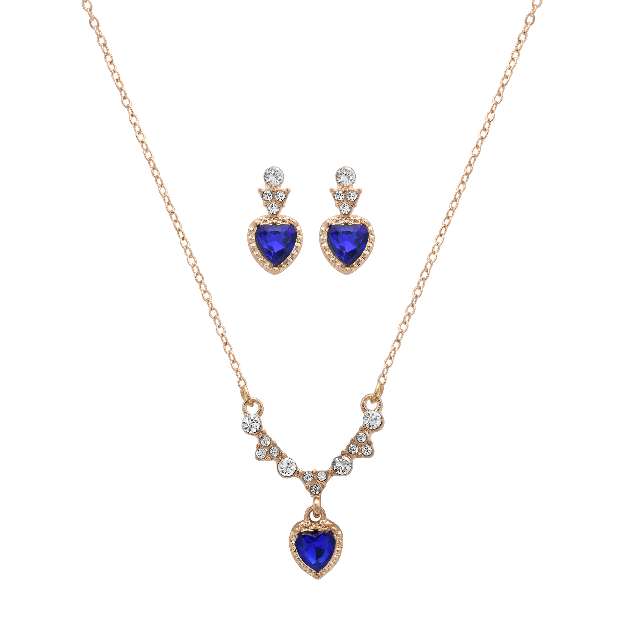 Blue Heart Necklace & Earrings Set - Gallery 5