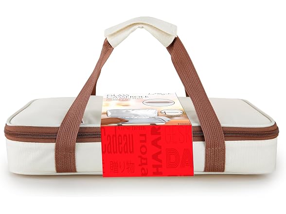 Le Regalo Glass Casserole with Insulated Carry Bag - 3 Quart 