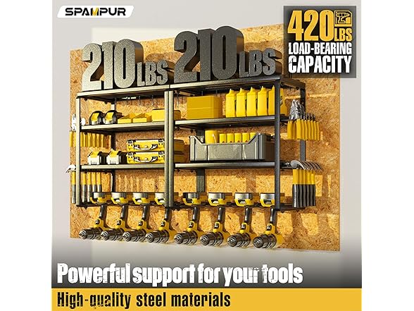 Garage Power Tool Organizer with Shelves