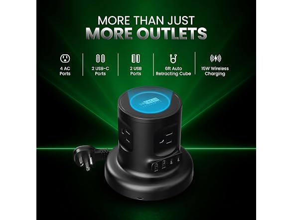 Wireless Retractable Power Strip Surge Protector