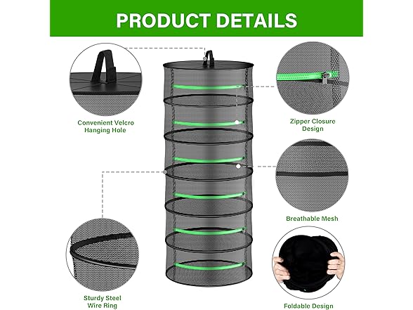 iPower 2ft 6-Layer Foldable Herb Mesh Dry Rack