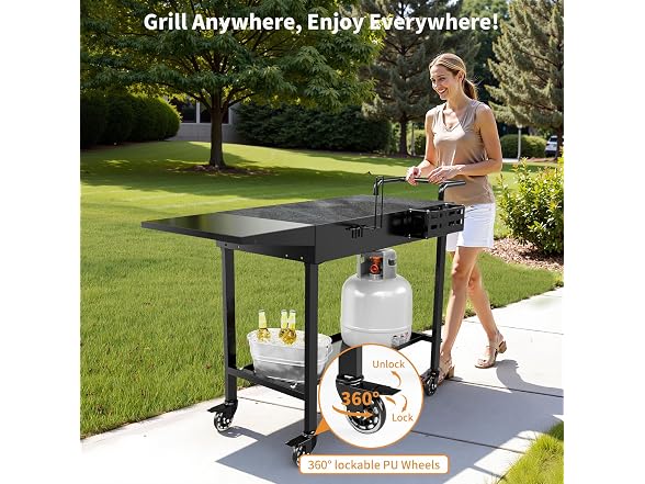 Sandpoy Portable Grill Cart, Black - Gallery 5