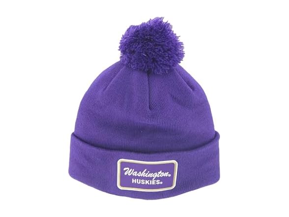 HUSKIES Pom Beanie Patch Brick Team Color