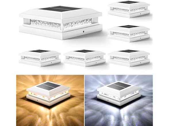 Bosceos Solar Post Cap Lights 6-Pack, 2 Modes