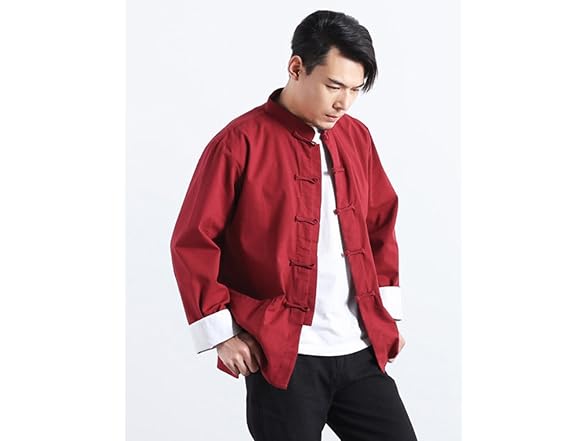 Idopy Men (L) Men`s Chinese Traditional Tai Shirt