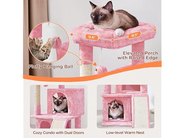 Yaheetech Cat Tree for Indoor Pets, 36in Tower Condo